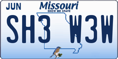 MO license plate SH3W3W