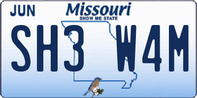 MO license plate SH3W4M