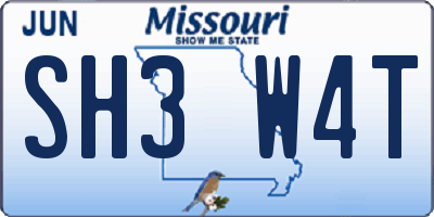 MO license plate SH3W4T