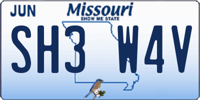 MO license plate SH3W4V