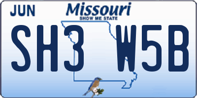 MO license plate SH3W5B