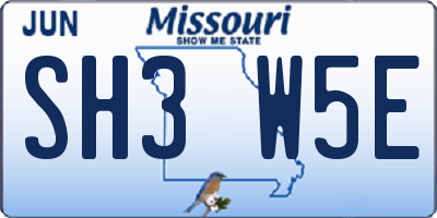 MO license plate SH3W5E