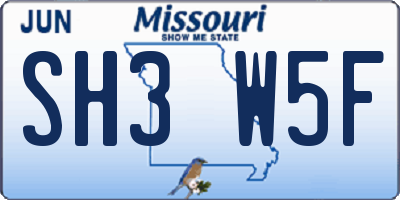 MO license plate SH3W5F