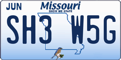 MO license plate SH3W5G