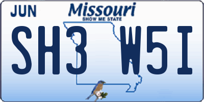 MO license plate SH3W5I
