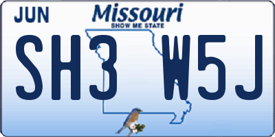 MO license plate SH3W5J