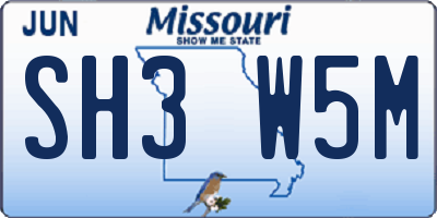 MO license plate SH3W5M