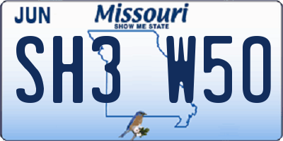 MO license plate SH3W5O