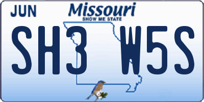MO license plate SH3W5S