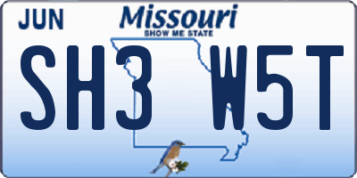 MO license plate SH3W5T