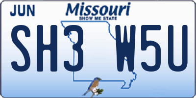 MO license plate SH3W5U