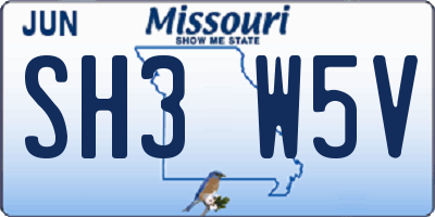 MO license plate SH3W5V
