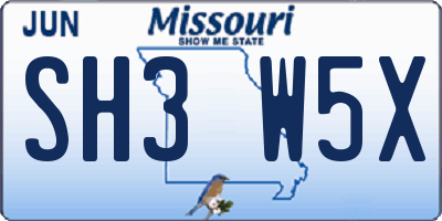 MO license plate SH3W5X