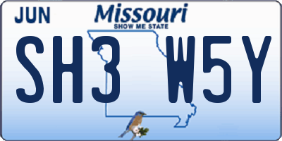 MO license plate SH3W5Y
