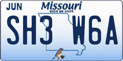 MO license plate SH3W6A