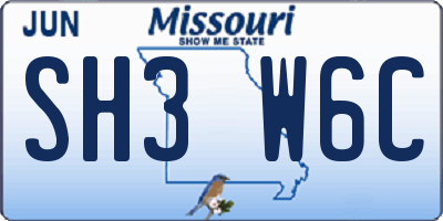 MO license plate SH3W6C