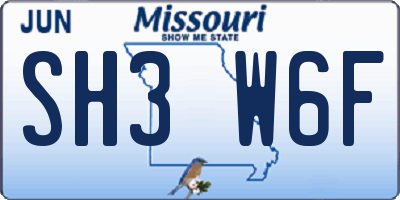 MO license plate SH3W6F