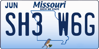 MO license plate SH3W6G