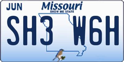 MO license plate SH3W6H