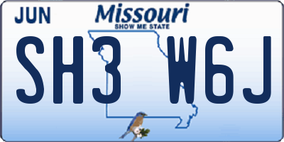 MO license plate SH3W6J