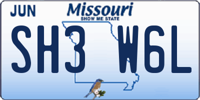 MO license plate SH3W6L
