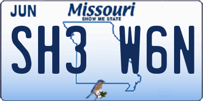 MO license plate SH3W6N
