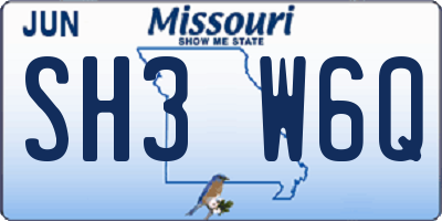 MO license plate SH3W6Q