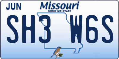 MO license plate SH3W6S