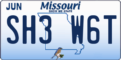 MO license plate SH3W6T