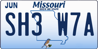MO license plate SH3W7A
