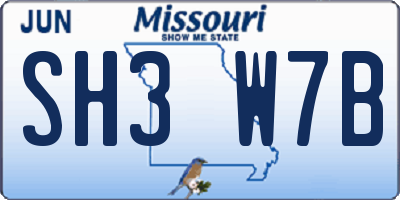 MO license plate SH3W7B