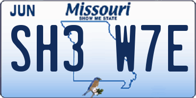 MO license plate SH3W7E