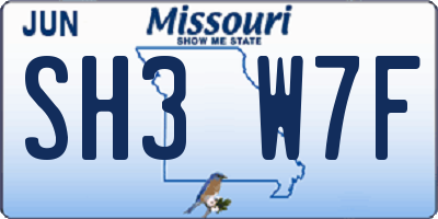 MO license plate SH3W7F