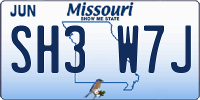 MO license plate SH3W7J