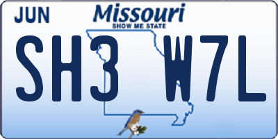 MO license plate SH3W7L