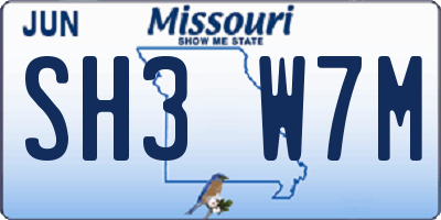 MO license plate SH3W7M