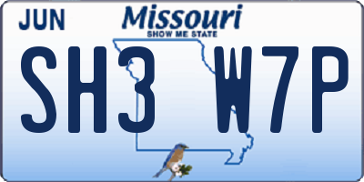 MO license plate SH3W7P