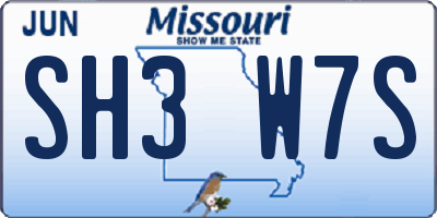 MO license plate SH3W7S