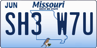 MO license plate SH3W7U