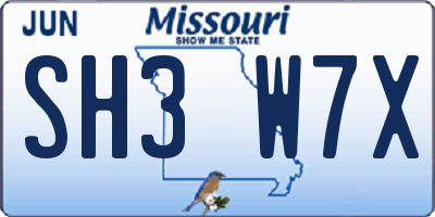 MO license plate SH3W7X