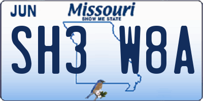 MO license plate SH3W8A