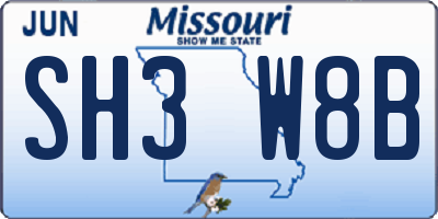 MO license plate SH3W8B