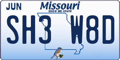 MO license plate SH3W8D