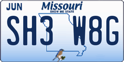 MO license plate SH3W8G