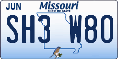 MO license plate SH3W8O
