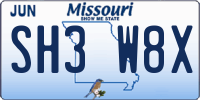 MO license plate SH3W8X