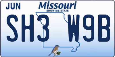 MO license plate SH3W9B