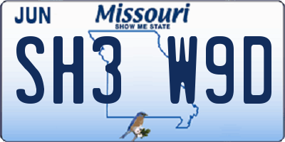 MO license plate SH3W9D