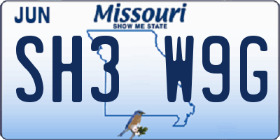 MO license plate SH3W9G
