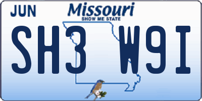 MO license plate SH3W9I